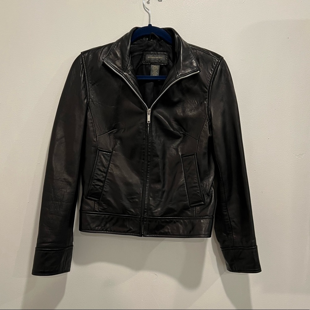 Banana Republic Black  Leather Jacket Small